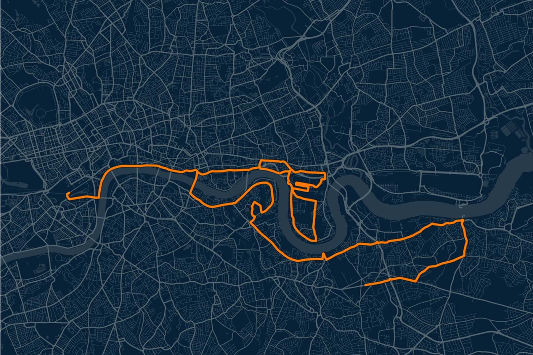 Close detail of London Marathon Race Blueprint route map artwork