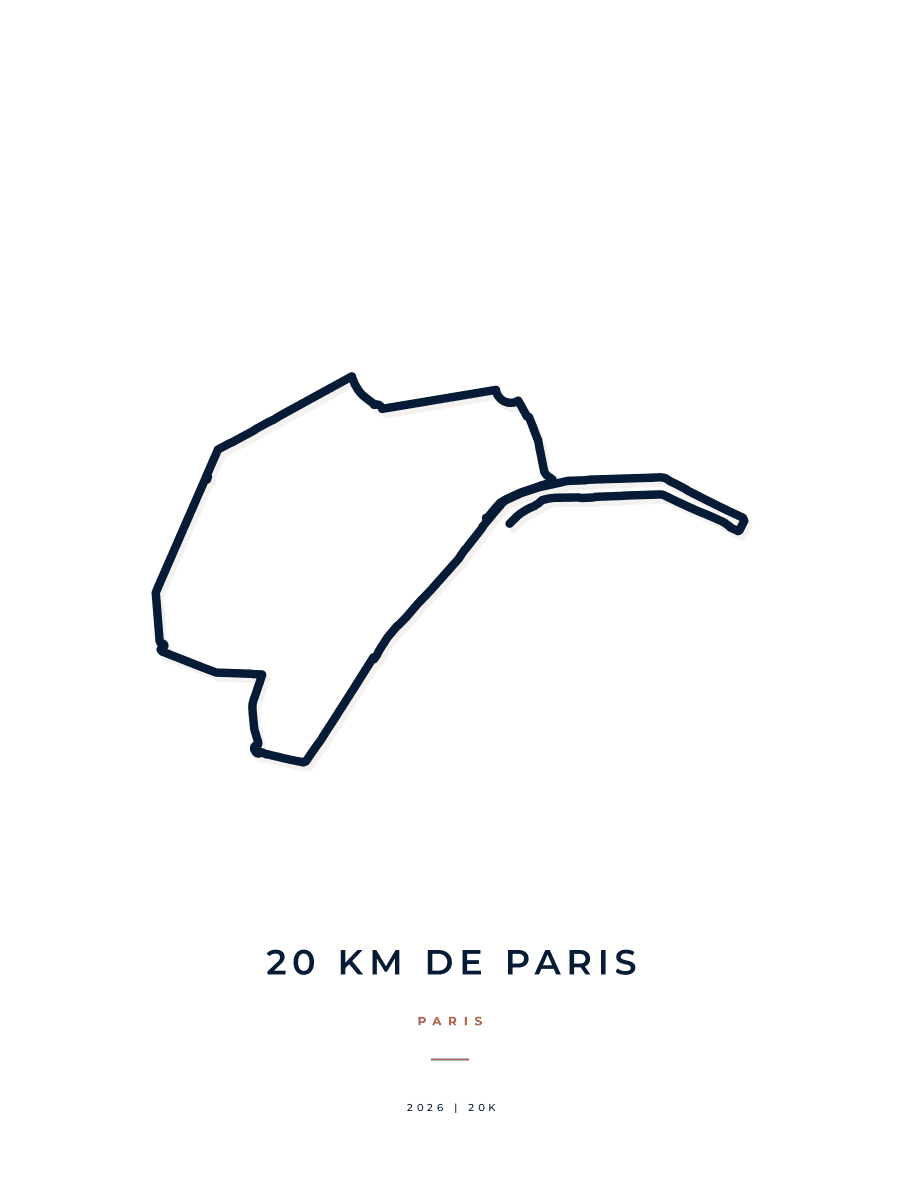 20 km de Paris route map poster preview in the Minimal artwork style