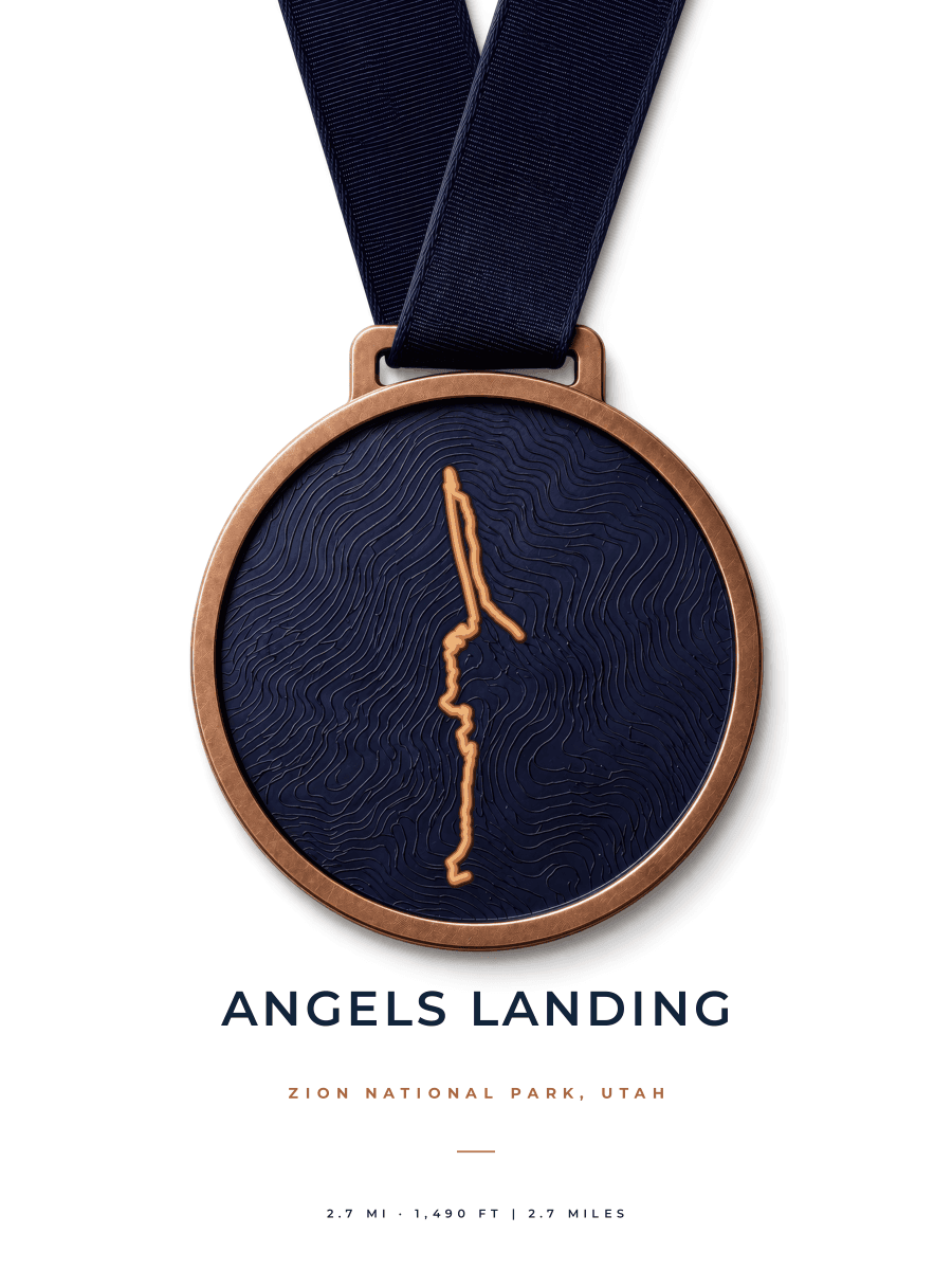 Angels Landing route map poster preview in the Medal artwork style
