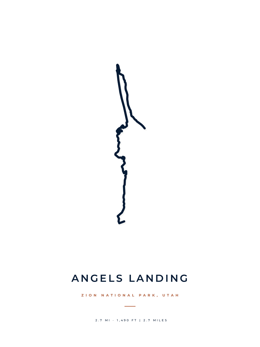 Angels Landing route map poster preview in the Minimal artwork style