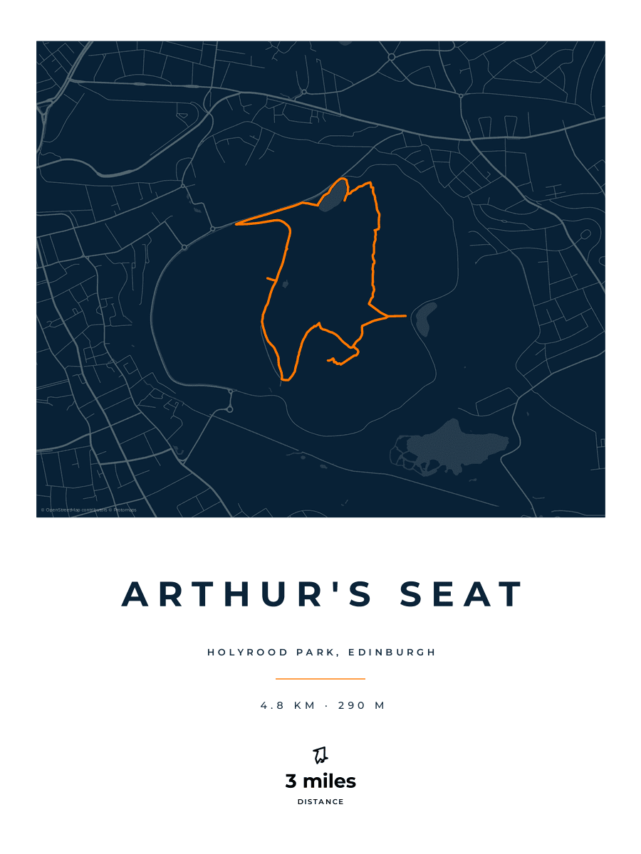 Arthur's Seat route map poster preview in the Race Blueprint artwork style