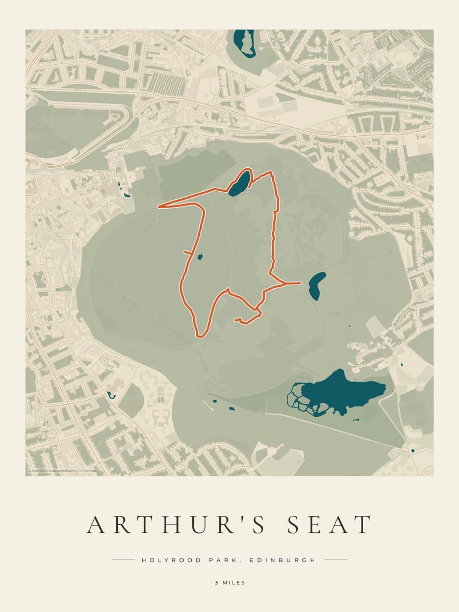 Arthur's Seat route map poster preview in the Coastal Atlas artwork style
