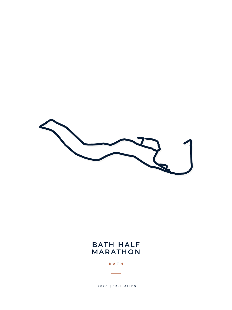 Bath Half Marathon route poster preview in the Minimal artwork style