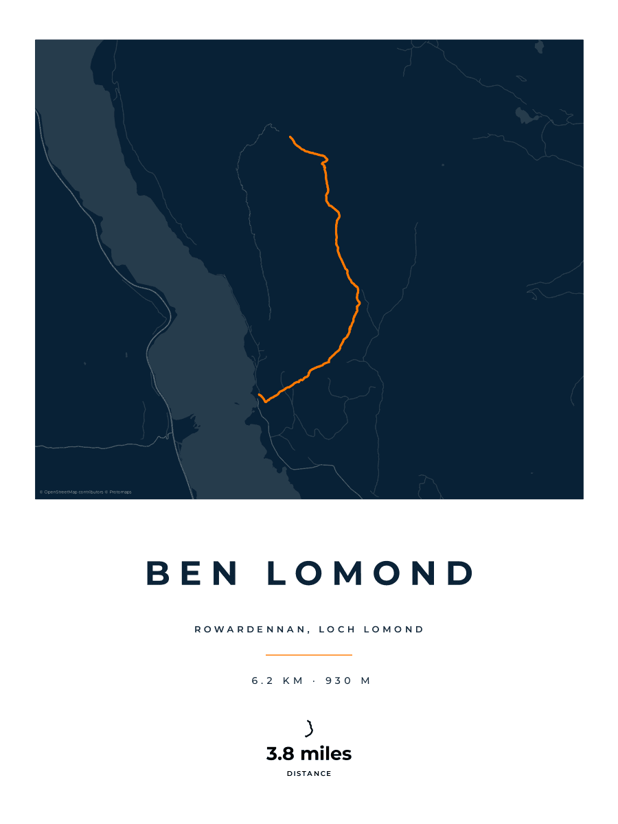 Ben Lomond route map poster preview in the Race Blueprint artwork style