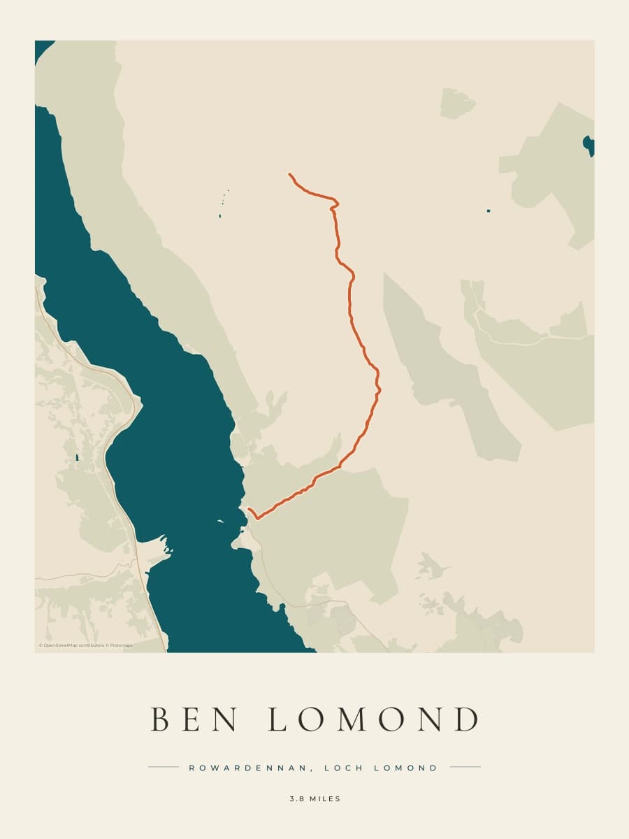 Ben Lomond route map poster preview in the Coastal Atlas artwork style