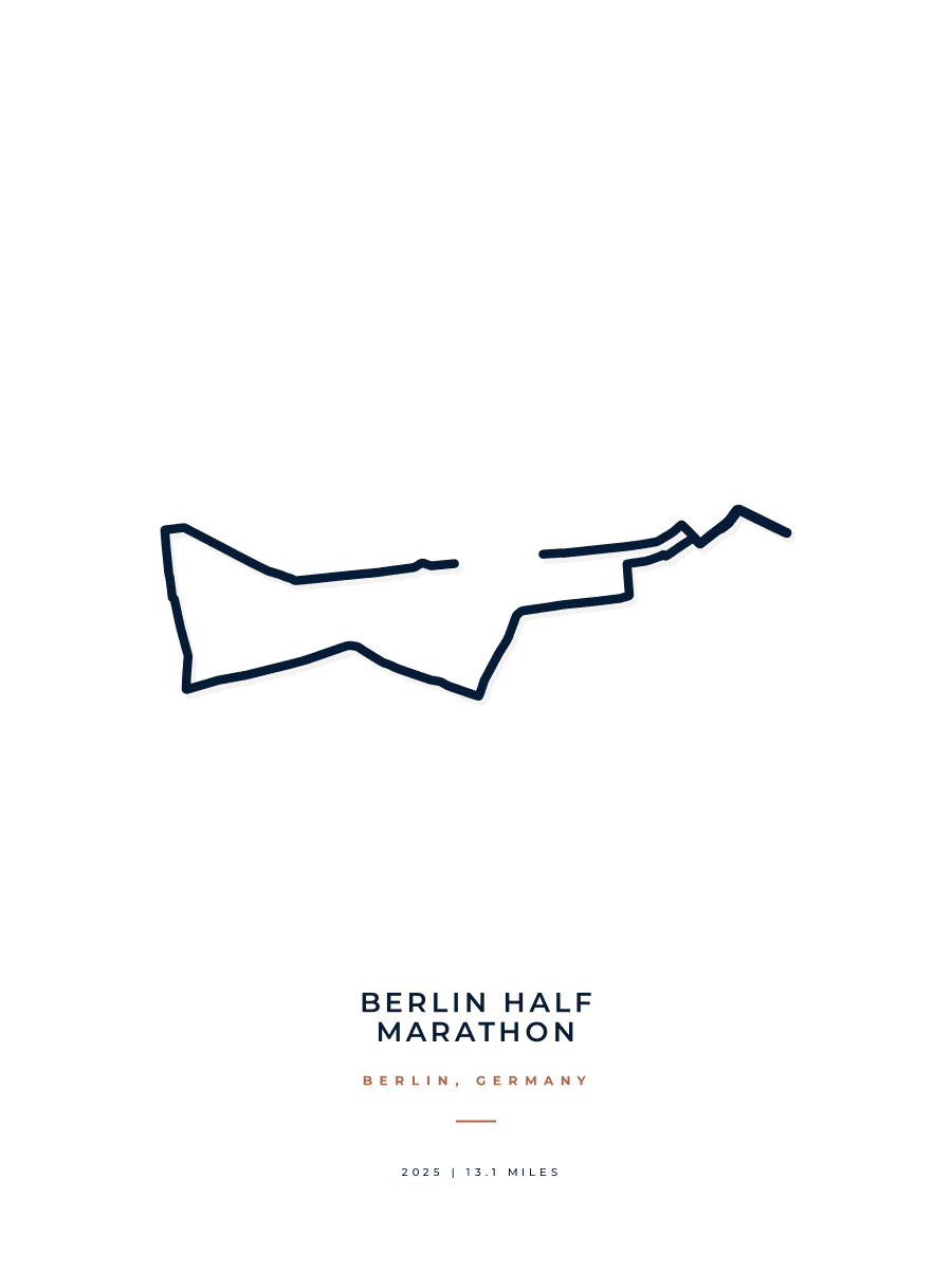 Berlin Half Marathon route poster preview in the Minimal artwork style