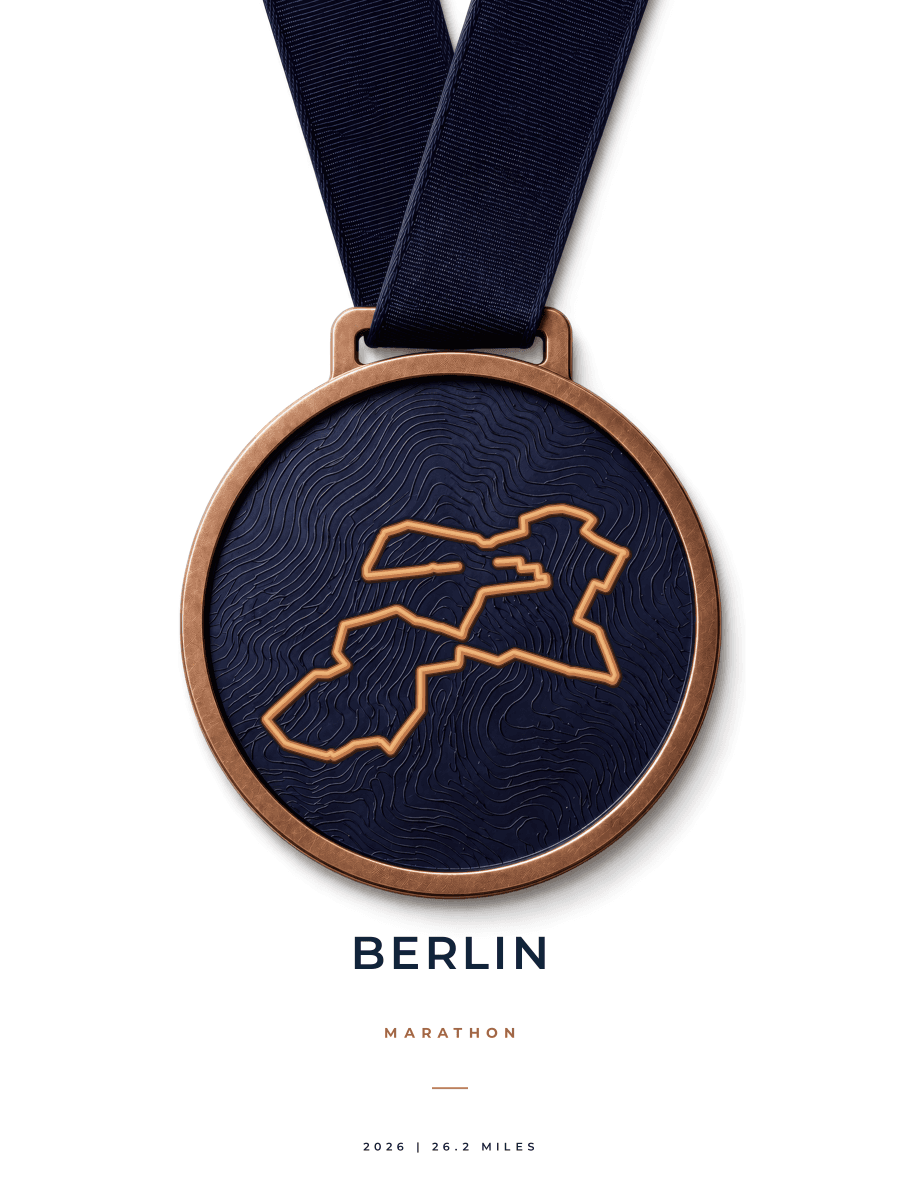 Berlin Marathon route poster preview in the Medal artwork style
