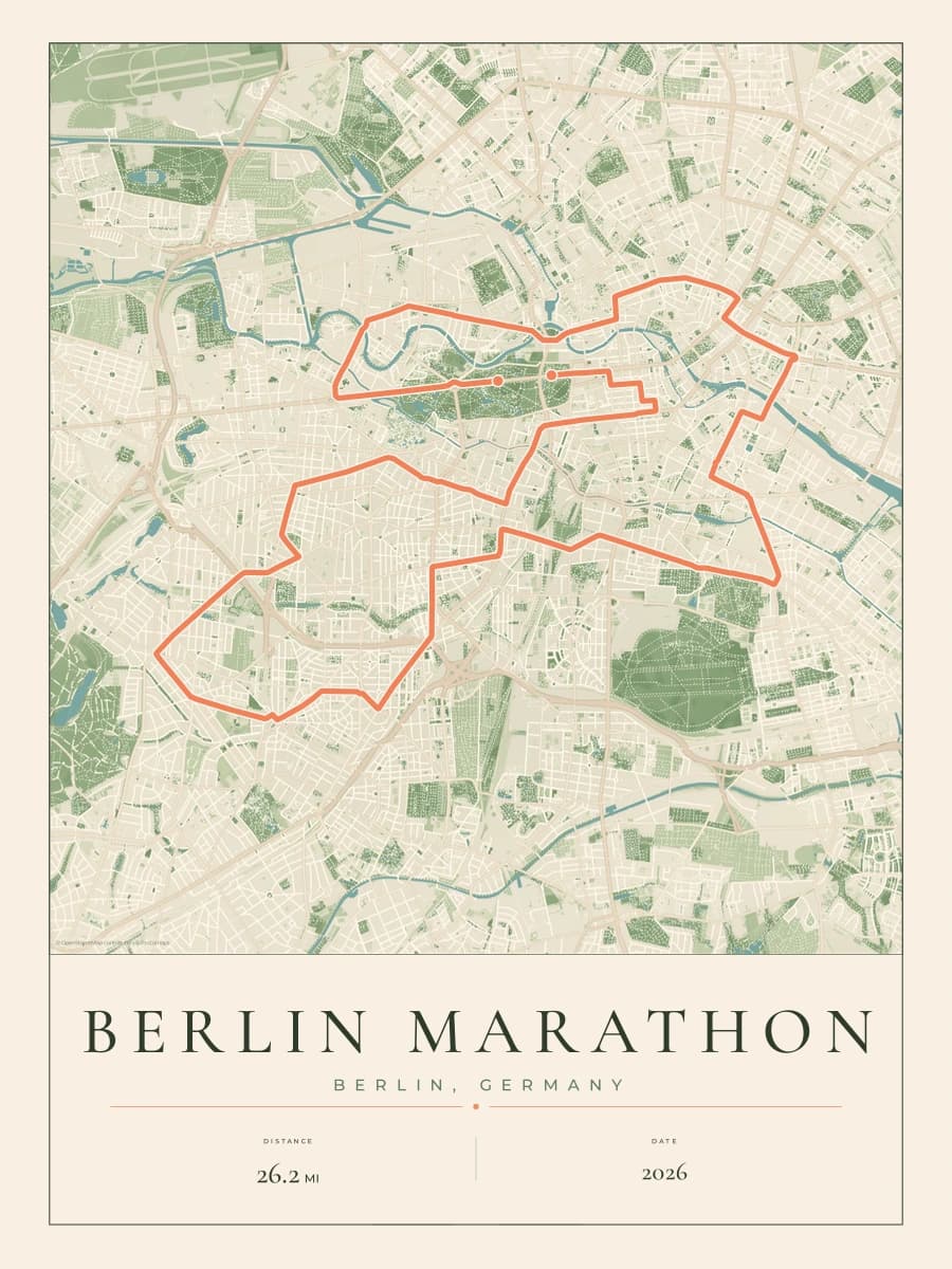 Berlin Marathon route poster preview in the Parkland artwork style