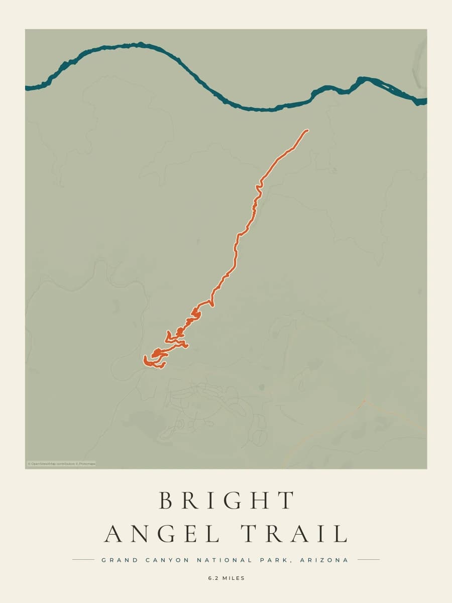 Bright Angel Trail route map poster preview in the Coastal Atlas artwork style
