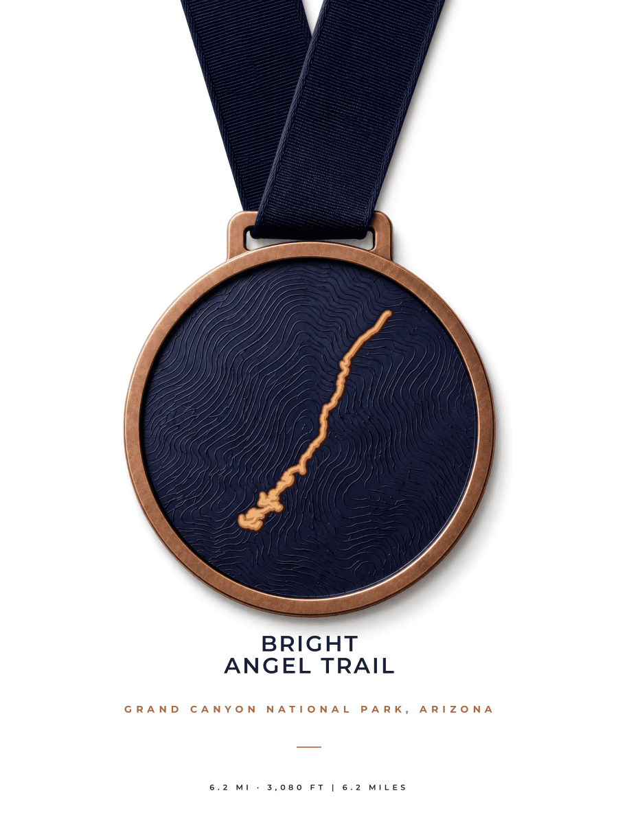 Bright Angel Trail route map poster preview in the Medal artwork style