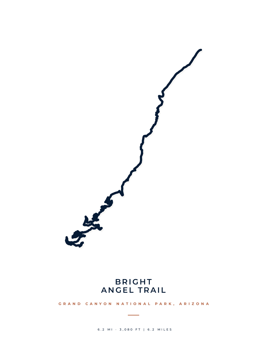 Bright Angel Trail route map poster preview in the Minimal artwork style