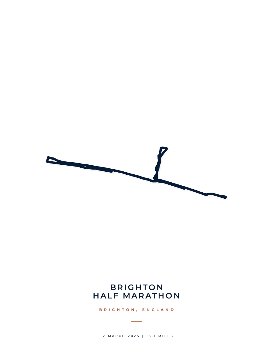 Brighton Half Marathon route poster preview in the Minimal artwork style