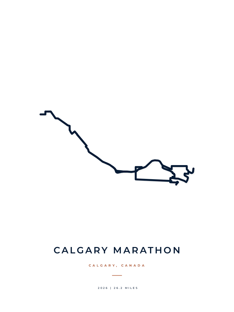 Calgary Marathon route poster preview in the Minimal artwork style