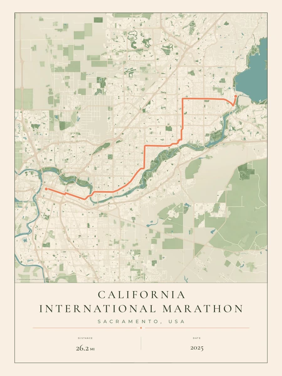 California International Marathon route poster preview in the Parkland artwork style