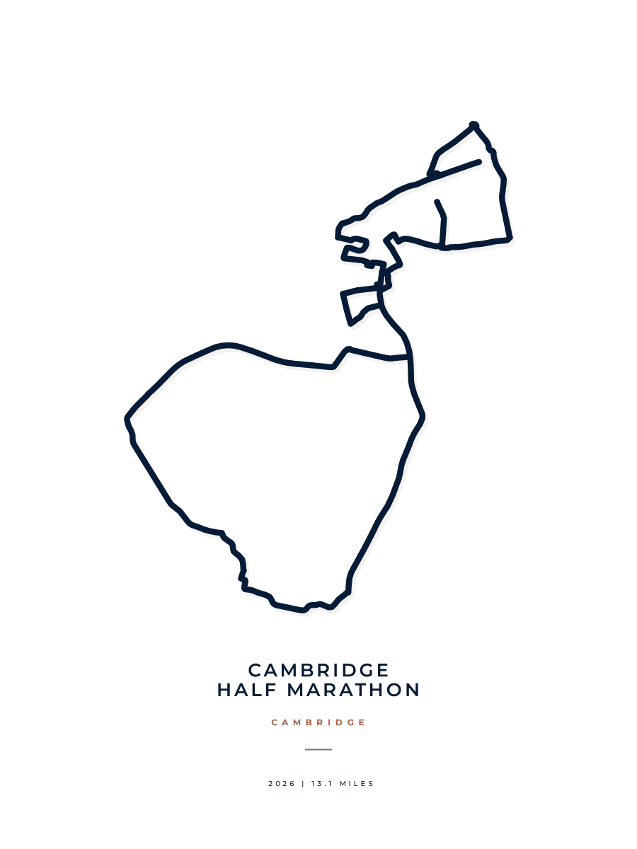 Cambridge Half Marathon route poster preview in the Minimal artwork style
