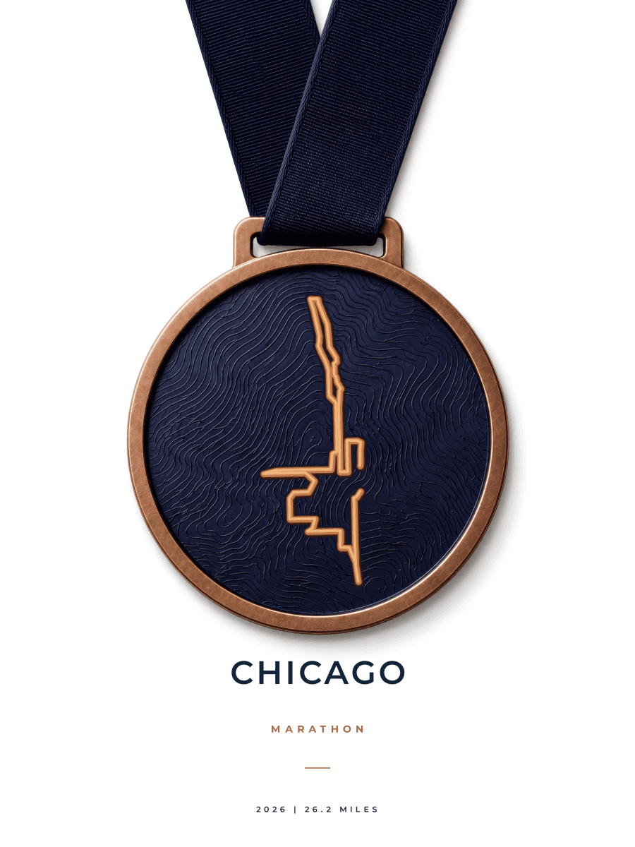 Chicago Marathon route poster preview in the Medal artwork style