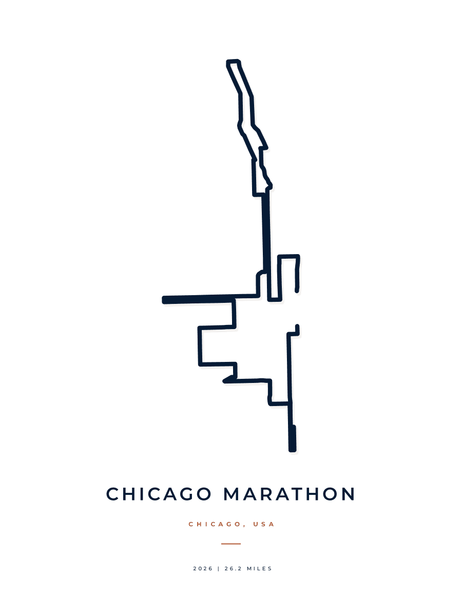 Chicago Marathon route poster preview in the Minimal artwork style