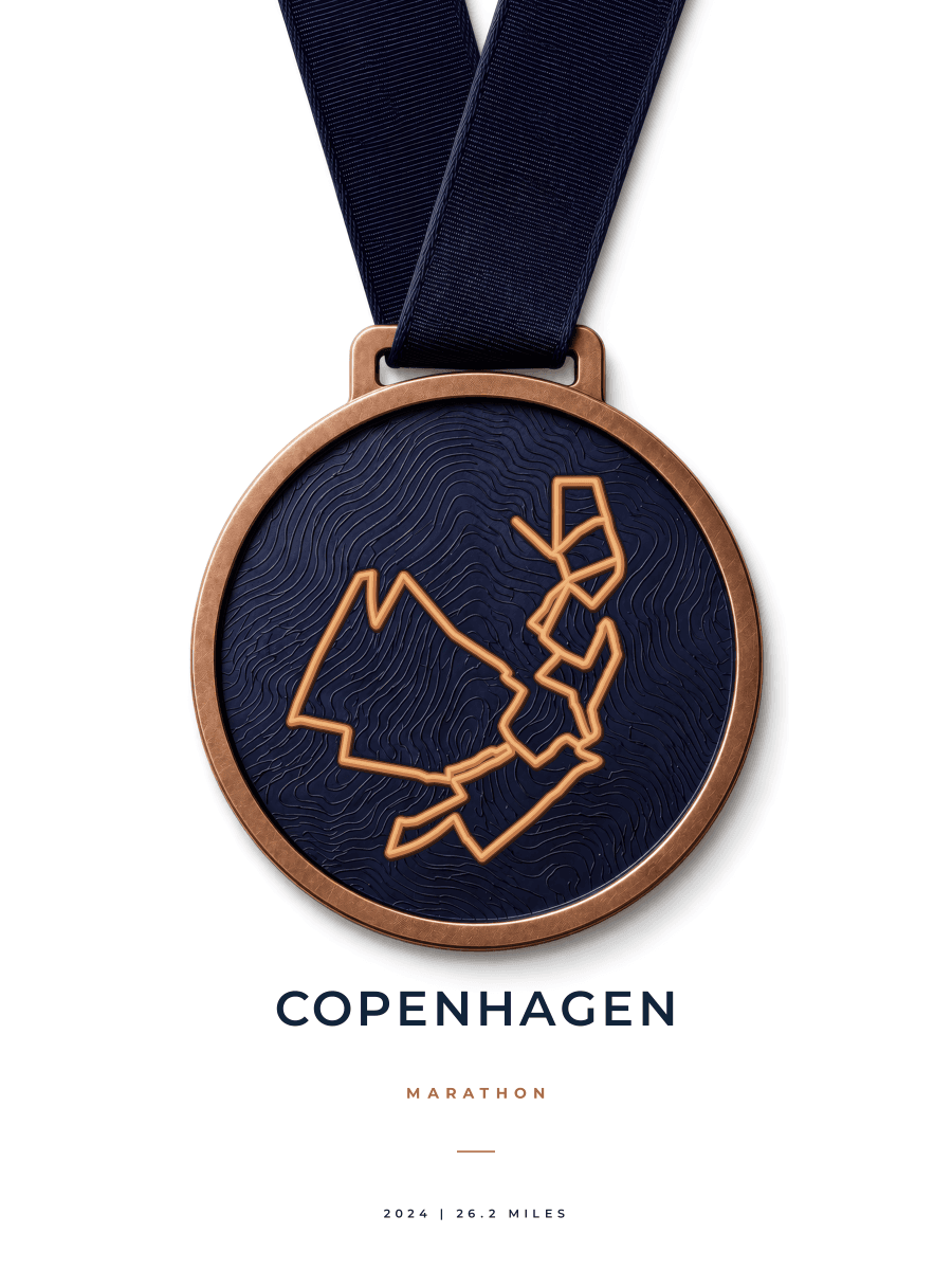 Copenhagen Marathon route poster preview in the Medal artwork style