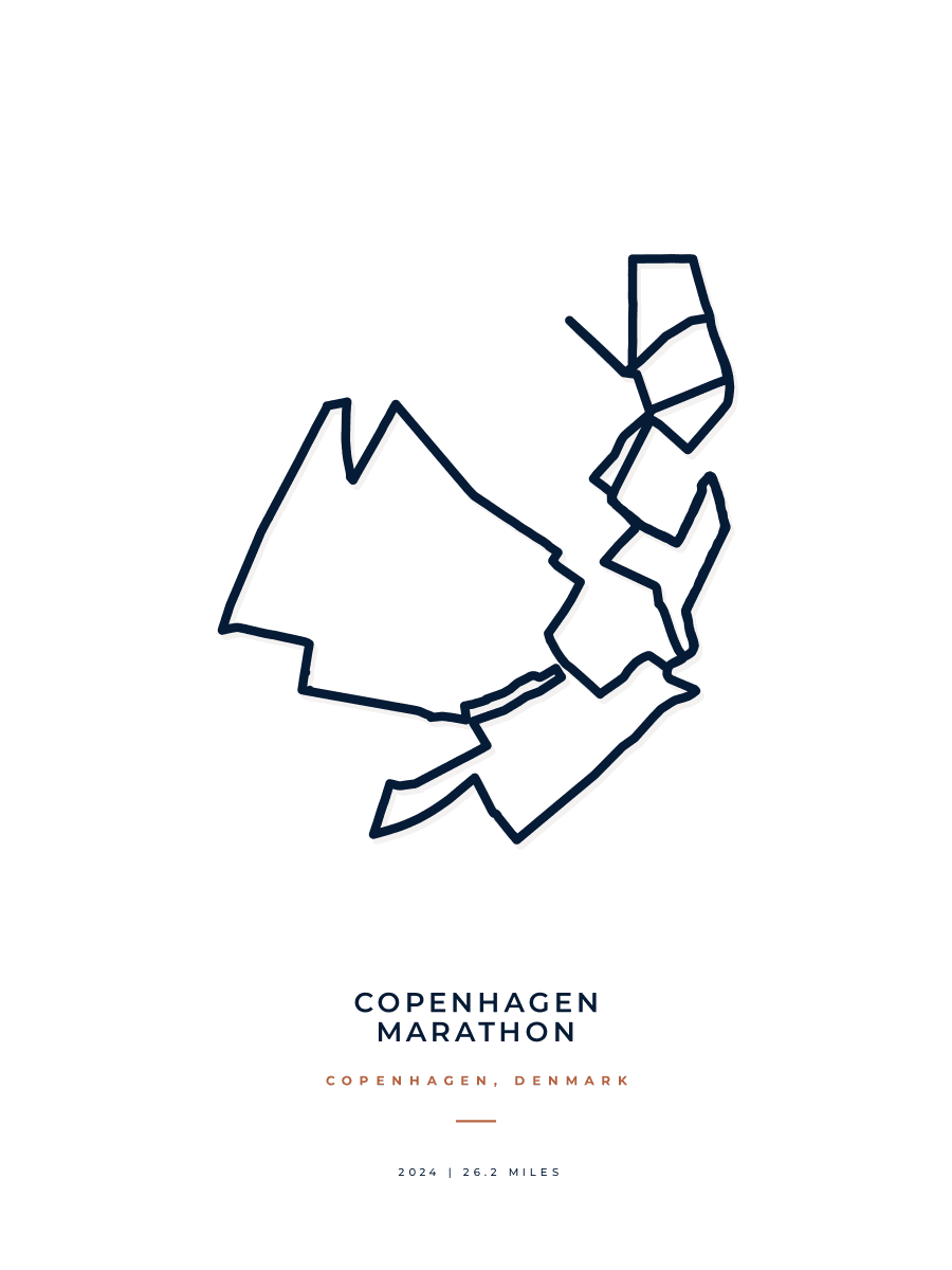 Copenhagen Marathon route poster preview in the Minimal artwork style