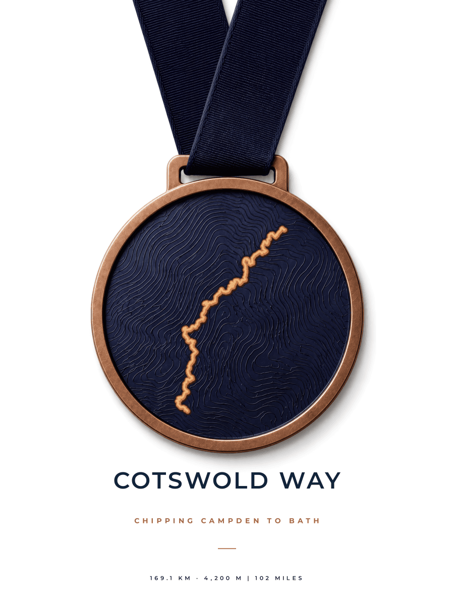 Cotswold Way route map poster preview in the Medal artwork style