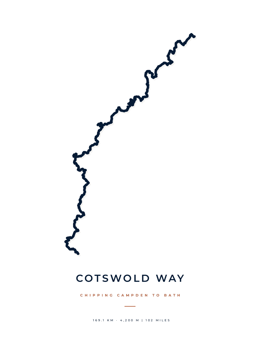 Cotswold Way route map poster preview in the Minimal artwork style