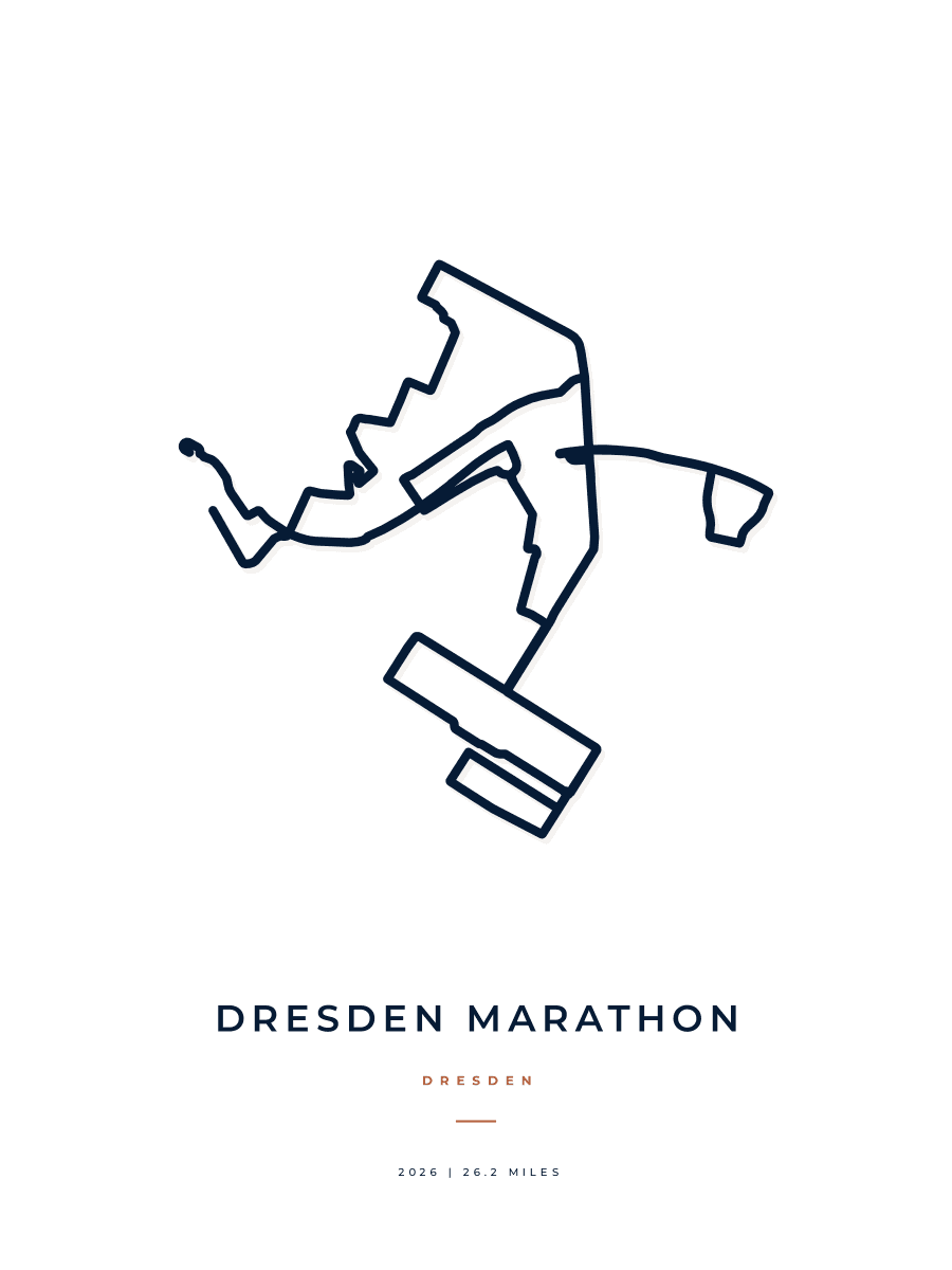 Dresden Marathon route map poster preview in the Minimal artwork style