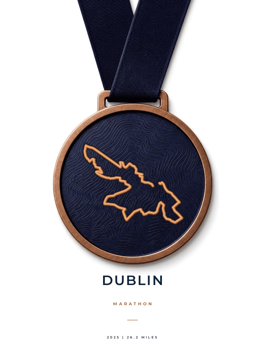 Dublin Marathon route poster preview in the Medal artwork style