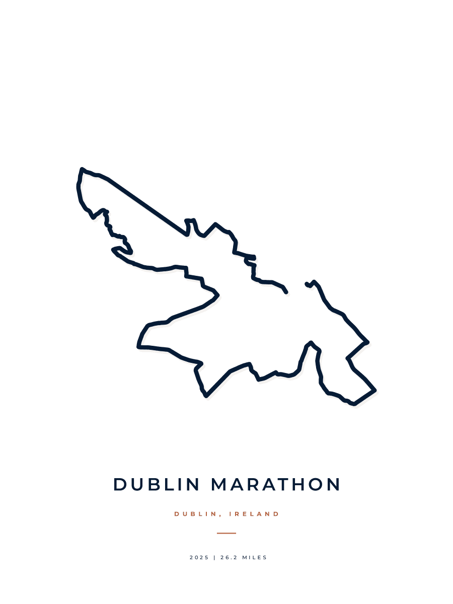 Dublin Marathon route poster preview in the Minimal artwork style