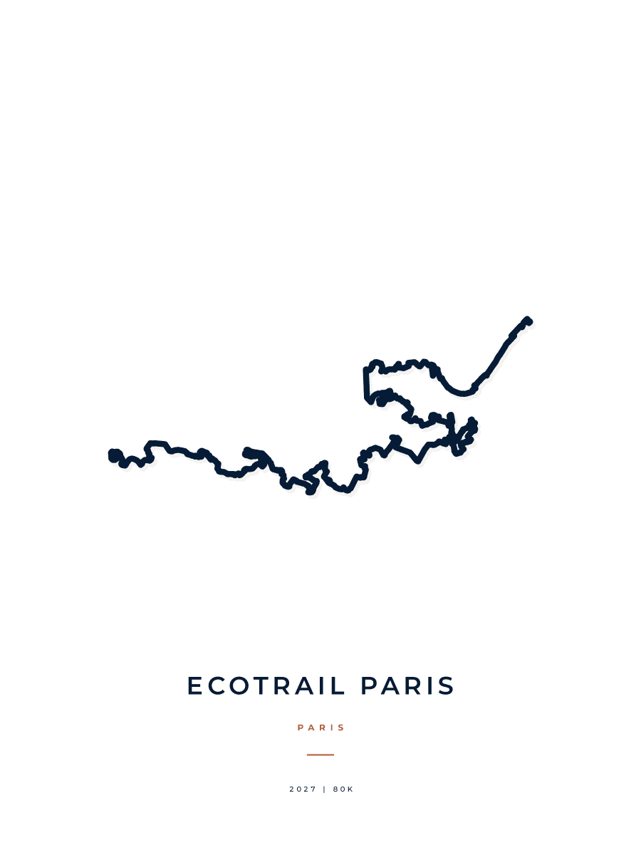 EcoTrail Paris route map poster preview in the Minimal artwork style