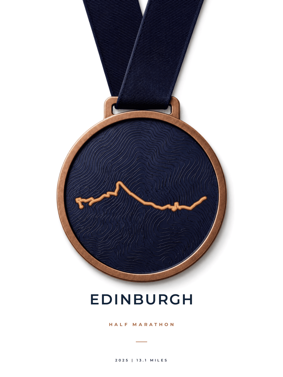 Edinburgh Half Marathon route poster preview in the Medal artwork style