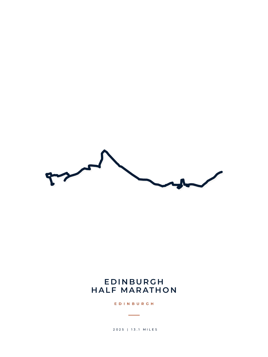 Edinburgh Half Marathon route poster preview in the Minimal artwork style