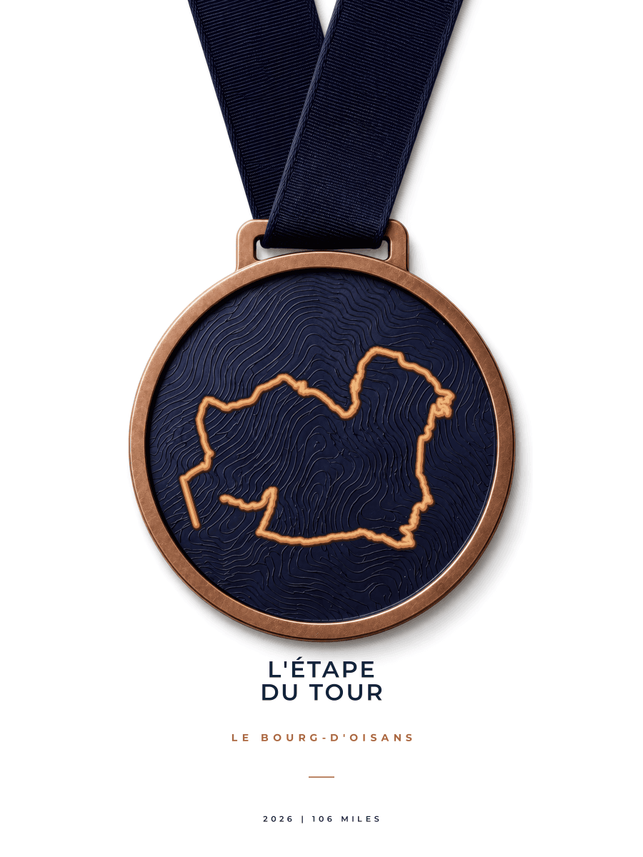 L'Étape du Tour route map poster preview in the Medal artwork style