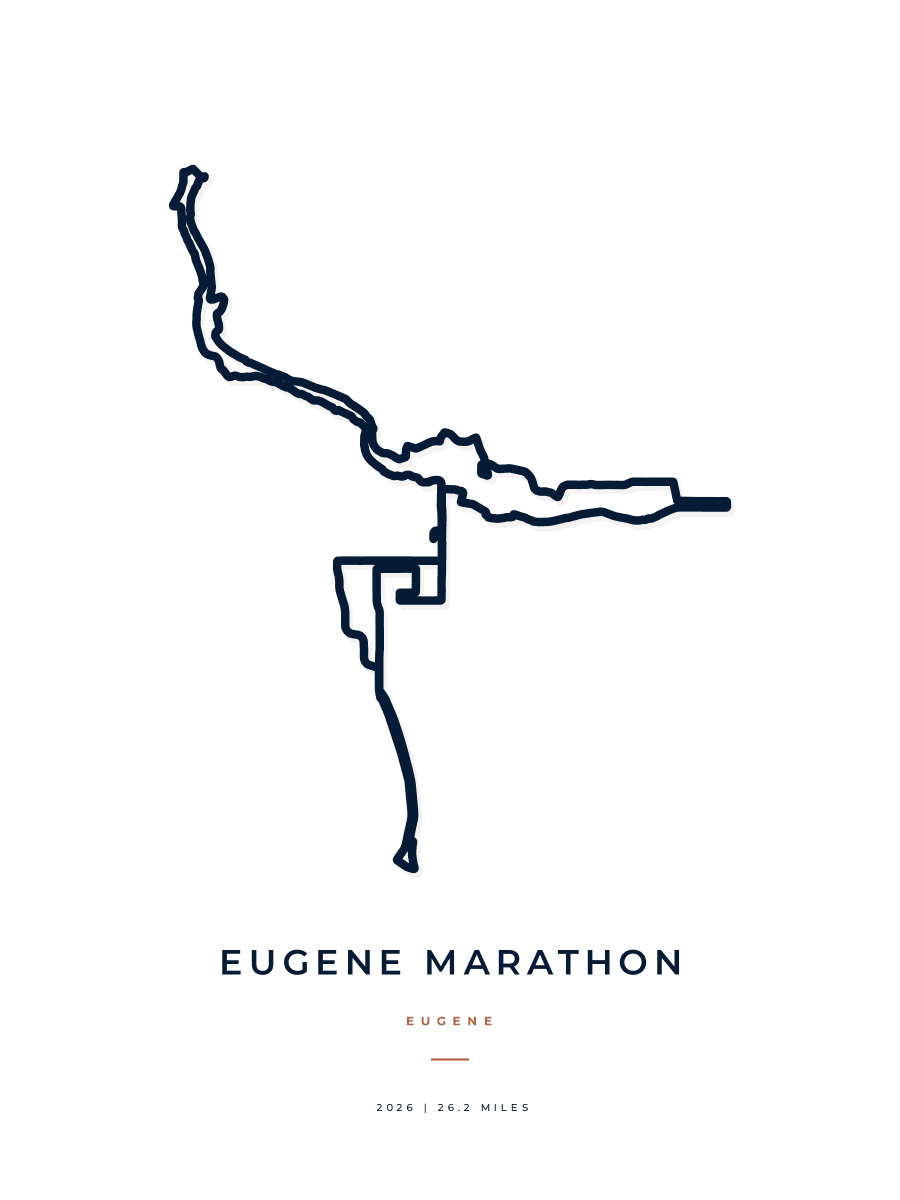 Eugene Marathon route map poster preview in the Minimal artwork style
