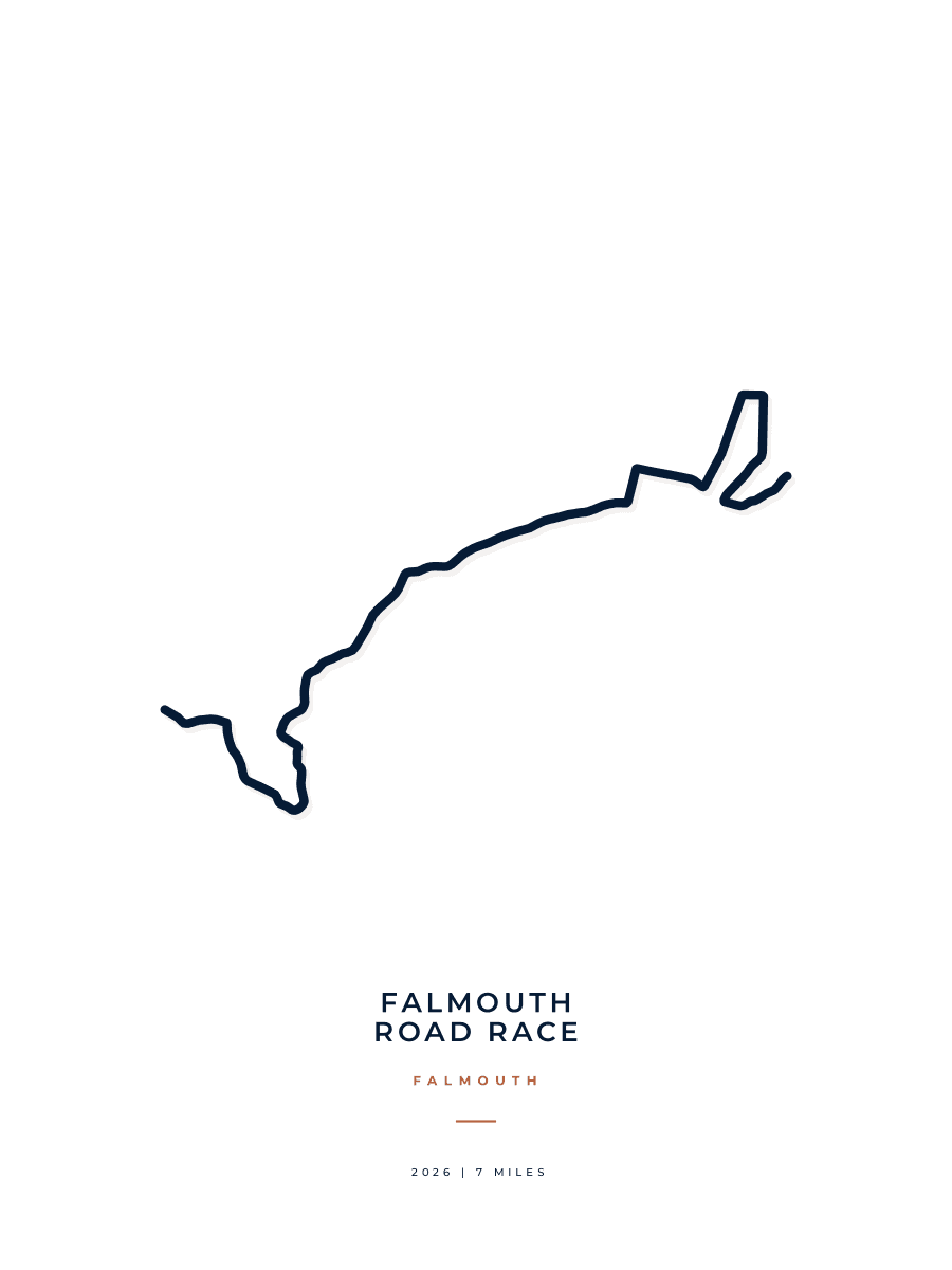 Falmouth Road Race route map poster preview in the Minimal artwork style