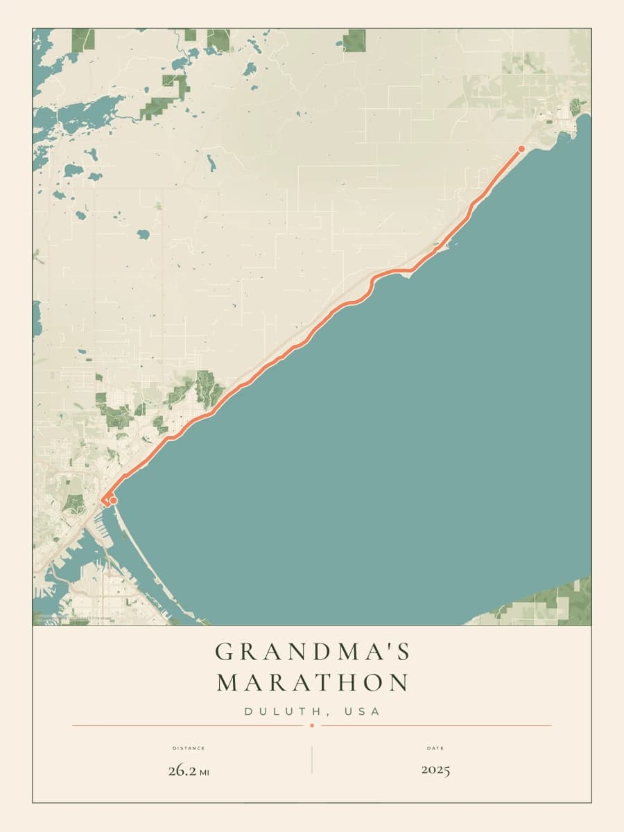 Grandma's Marathon route poster preview in the Parkland artwork style