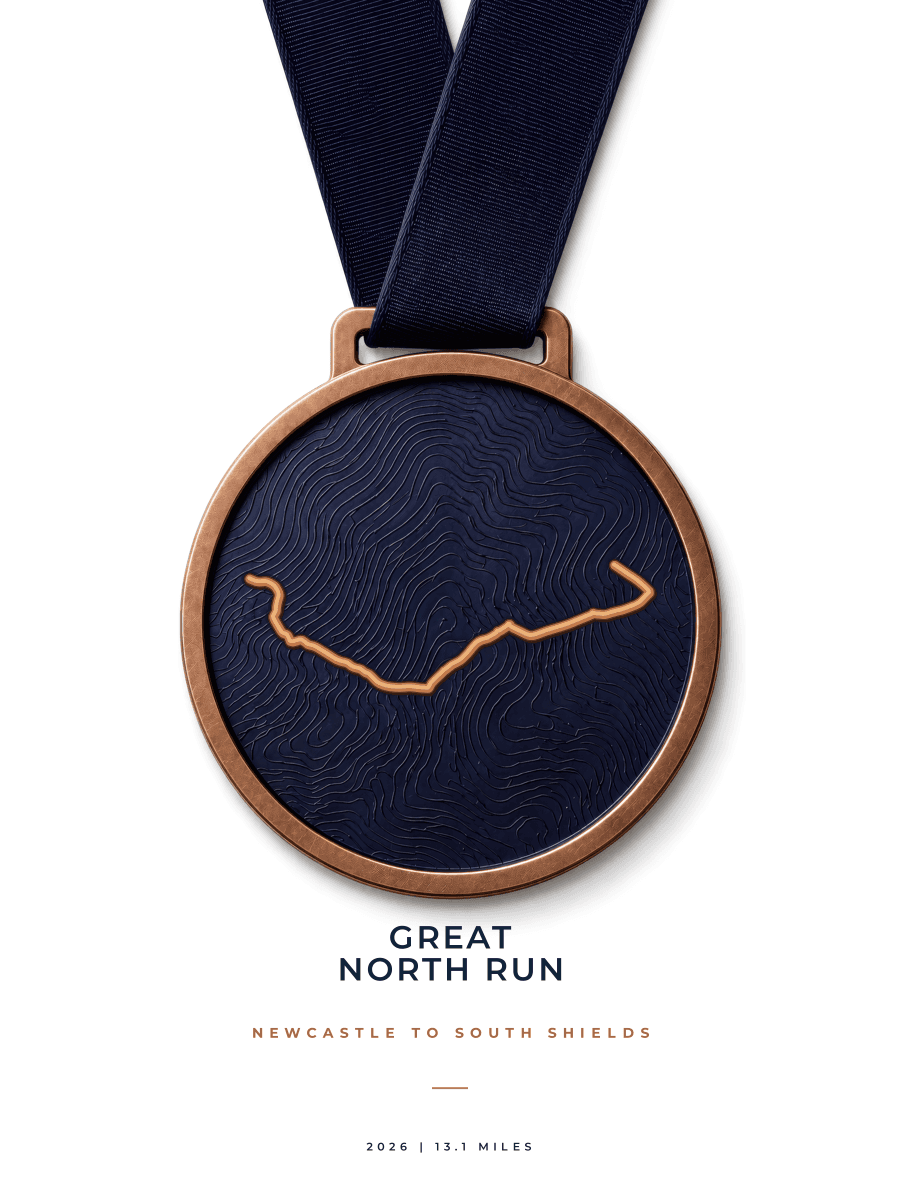 Great North Run route poster preview in the Medal artwork style