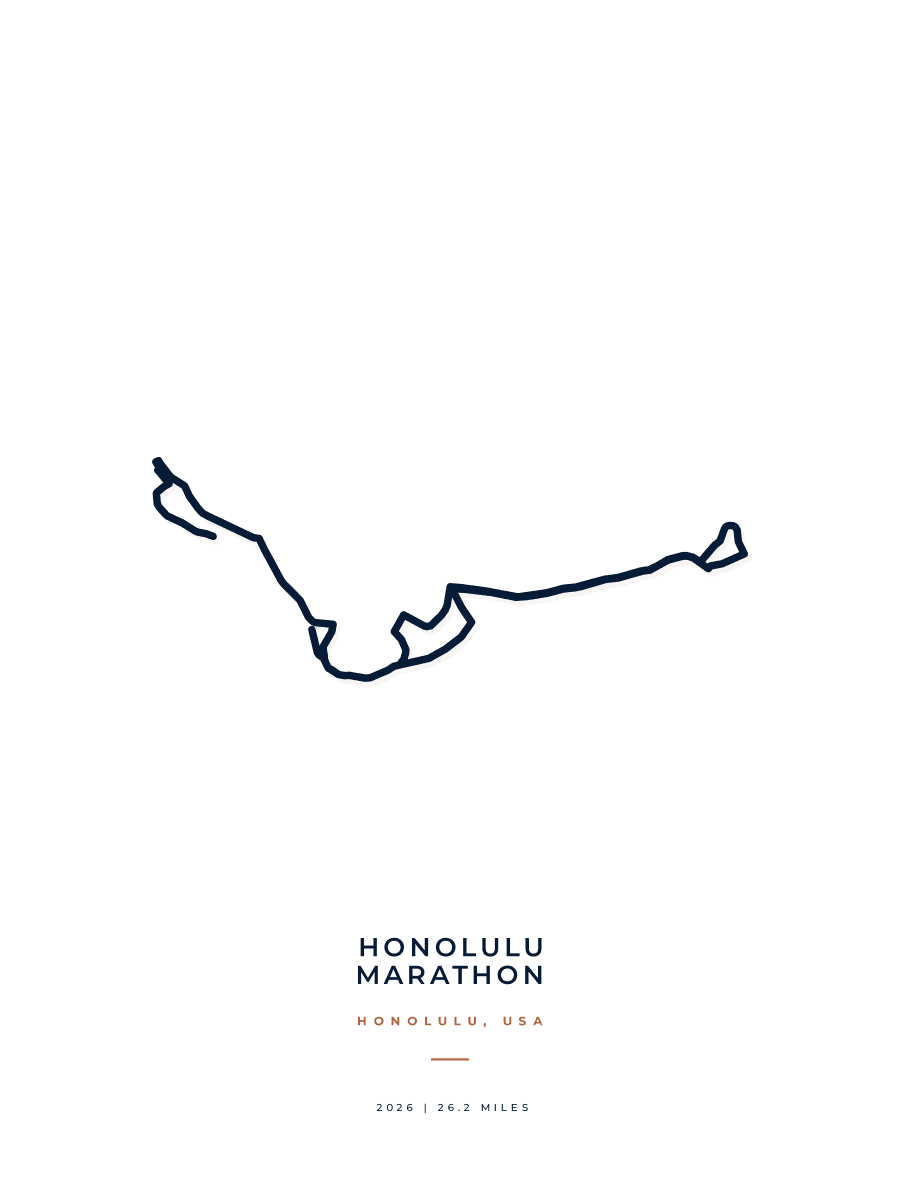 Honolulu Marathon route poster preview in the Minimal artwork style