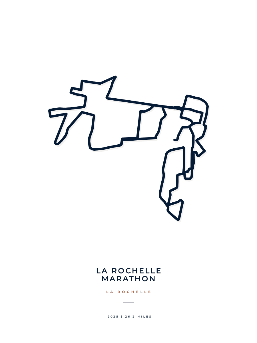 La Rochelle Marathon route map poster preview in the Minimal artwork style