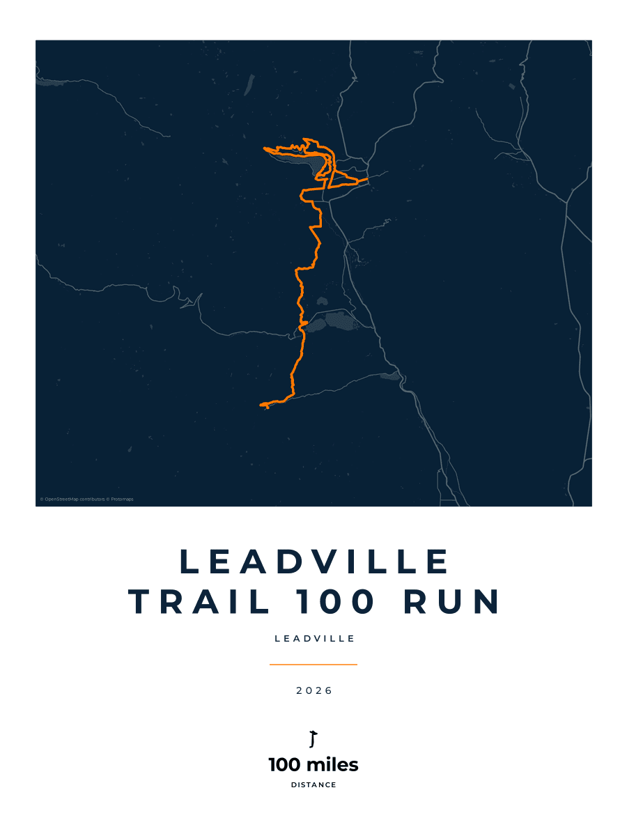 Leadville Trail 100 Run route map poster preview in the Race Blueprint artwork style