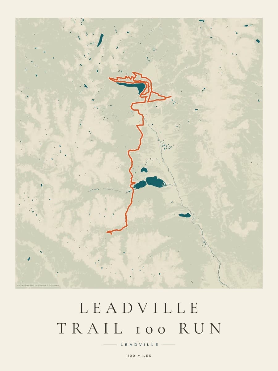 Leadville Trail 100 Run route map poster preview in the Coastal Atlas artwork style