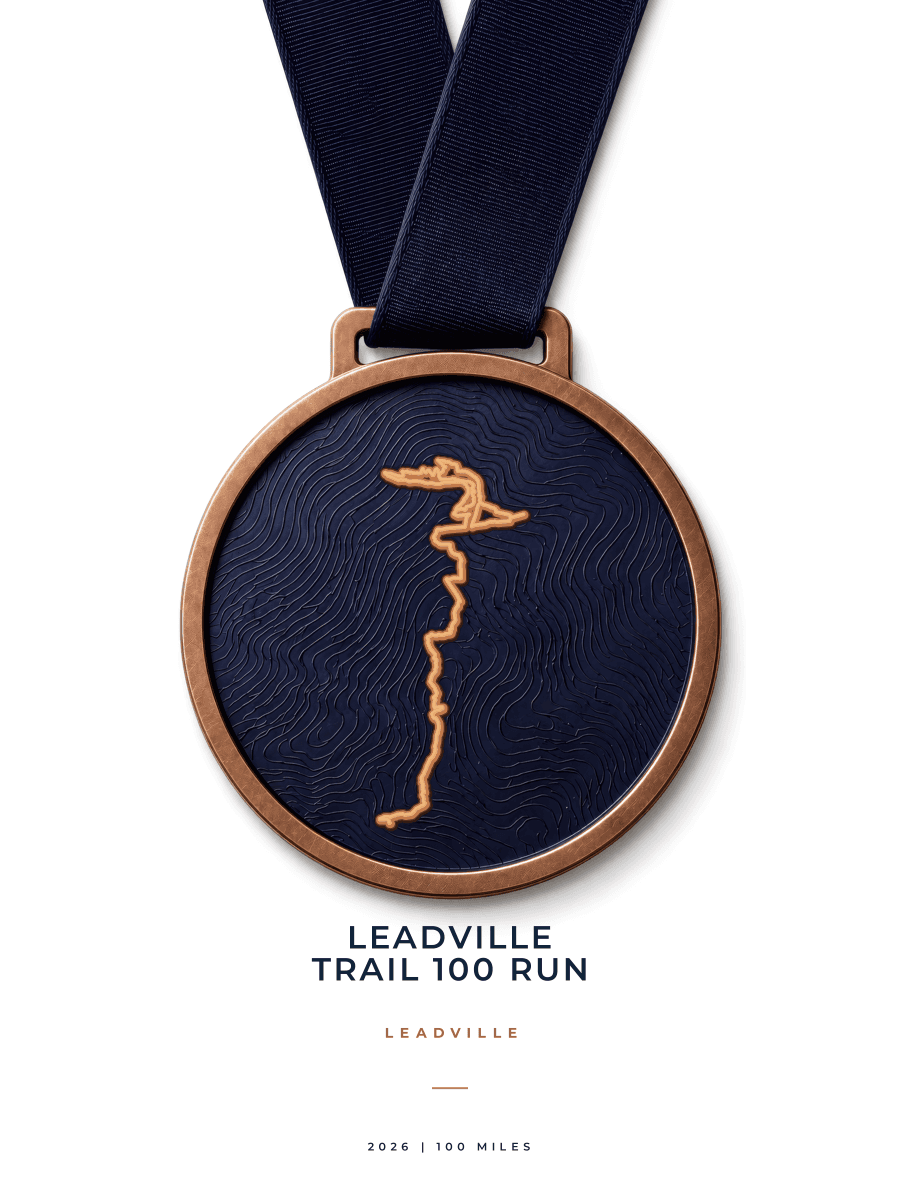 Leadville Trail 100 Run route map poster preview in the Medal artwork style
