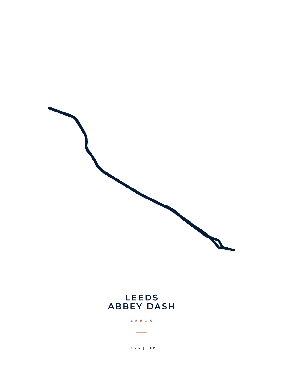 Leeds Abbey Dash route map poster preview in the Minimal artwork style