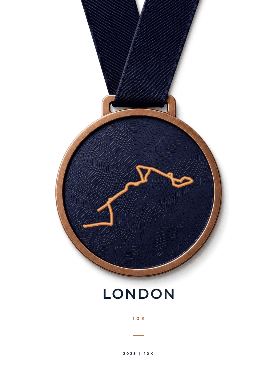 London 10,000 route poster preview in the Medal artwork style