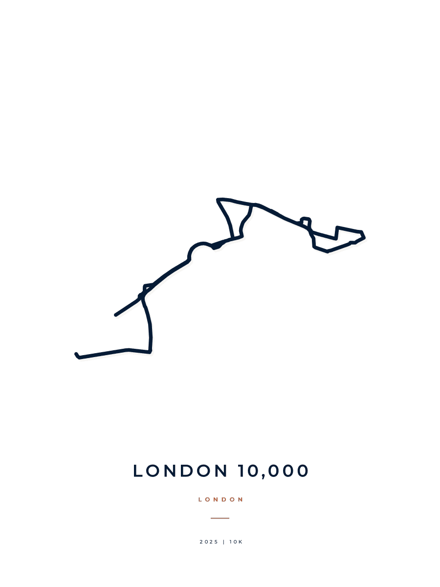 London 10,000 route poster preview in the Minimal artwork style