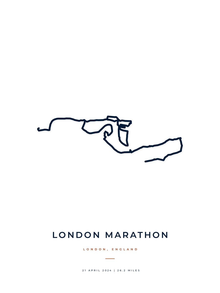 London Marathon route poster preview in the Minimal artwork style