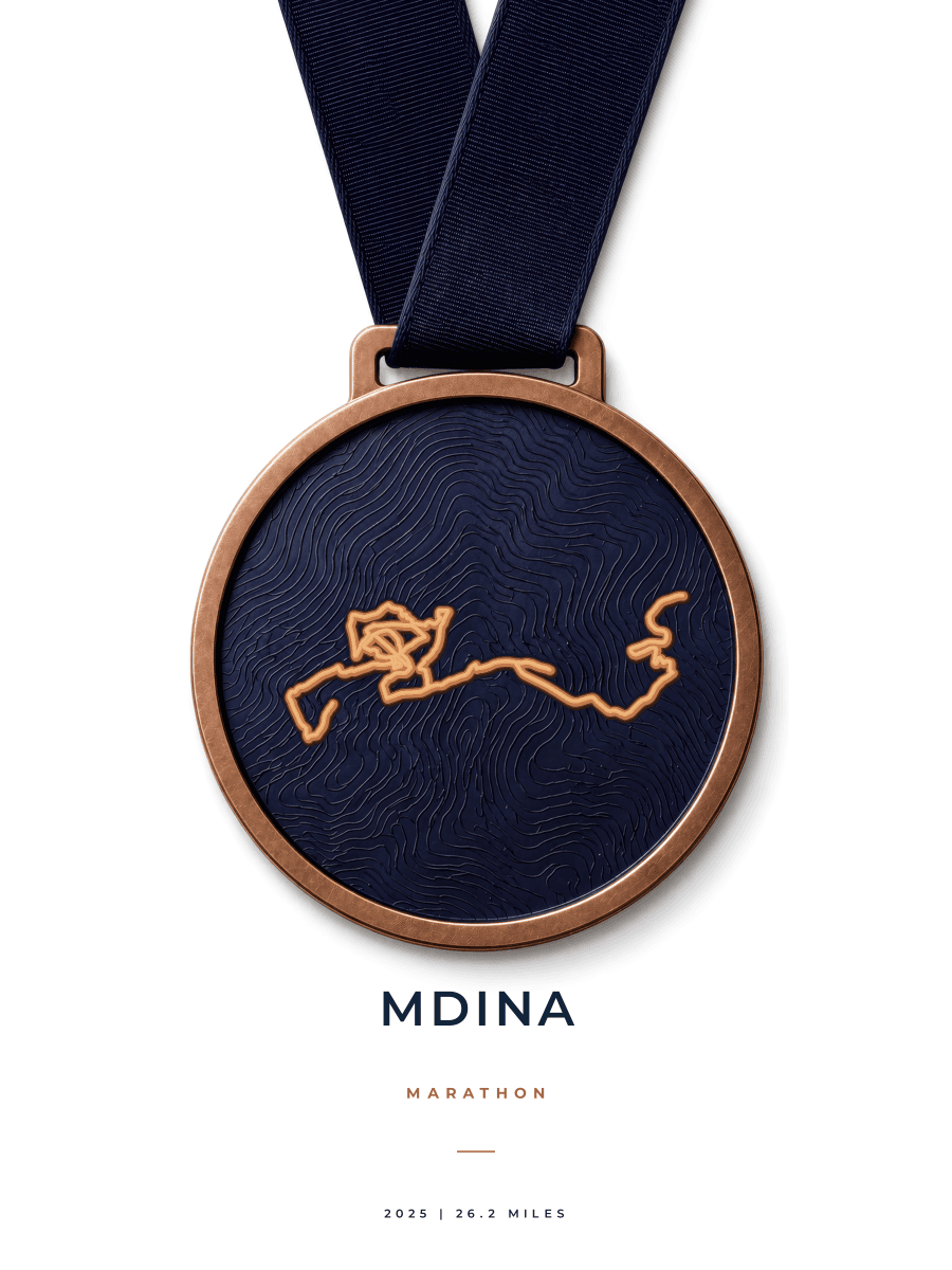 Malta Marathon route poster preview in the Medal artwork style