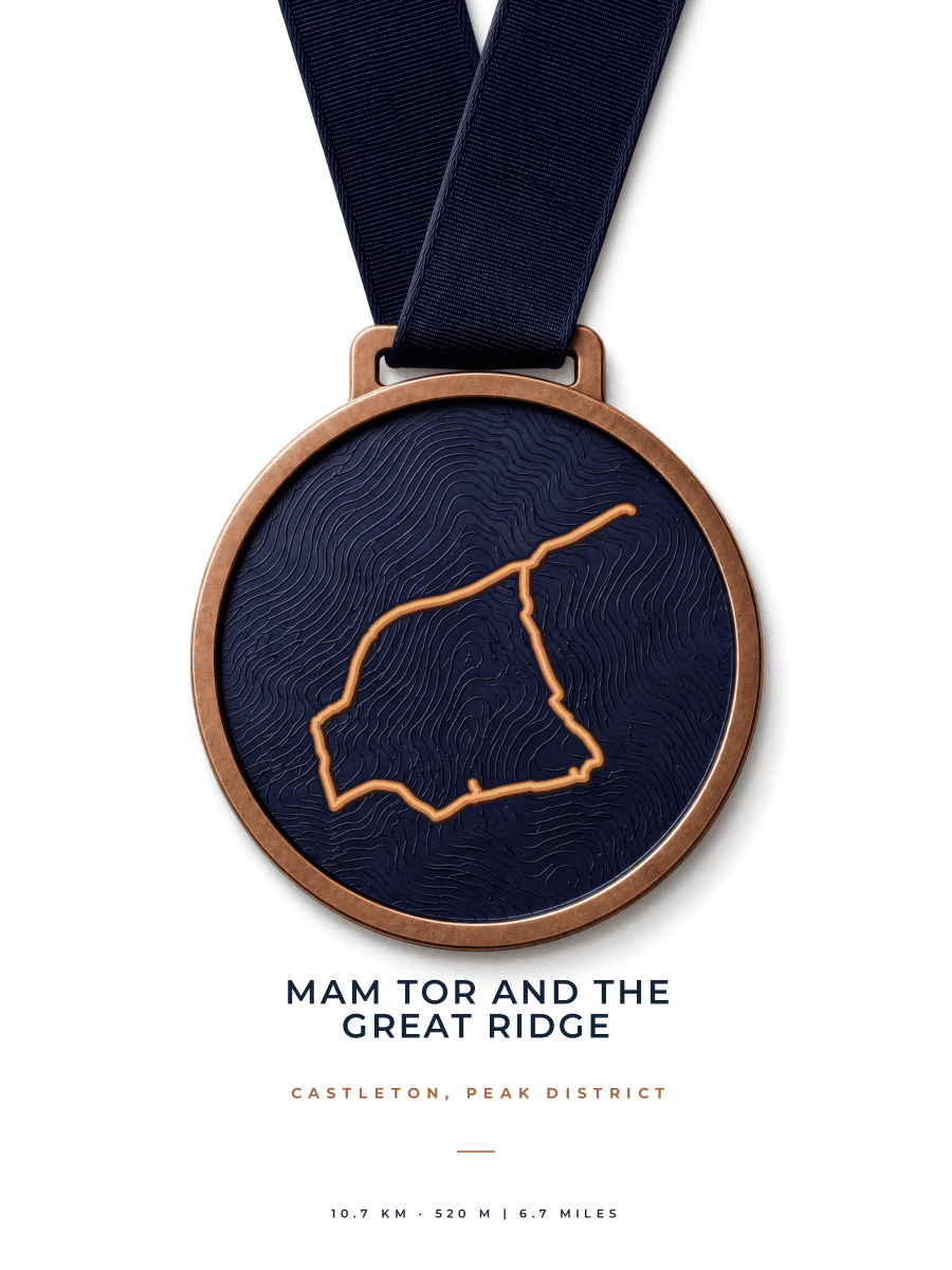 Mam Tor and the Great Ridge route map poster preview in the Medal artwork style