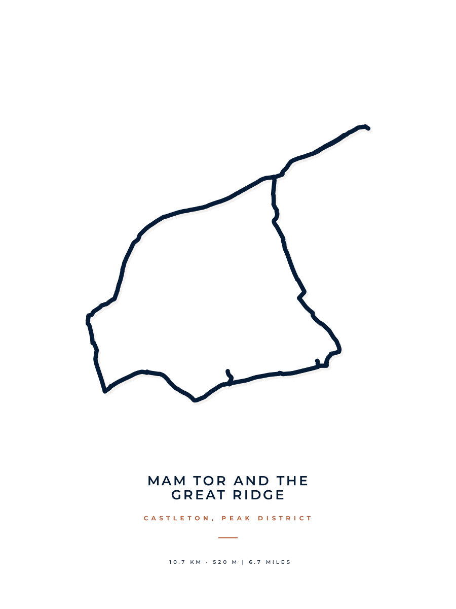Mam Tor and the Great Ridge route map poster preview in the Minimal artwork style