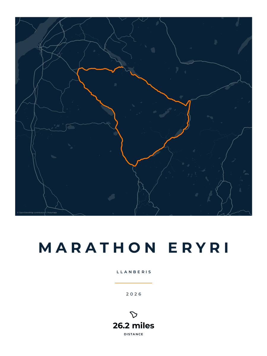 Marathon Eryri route poster preview in the Race Blueprint artwork style