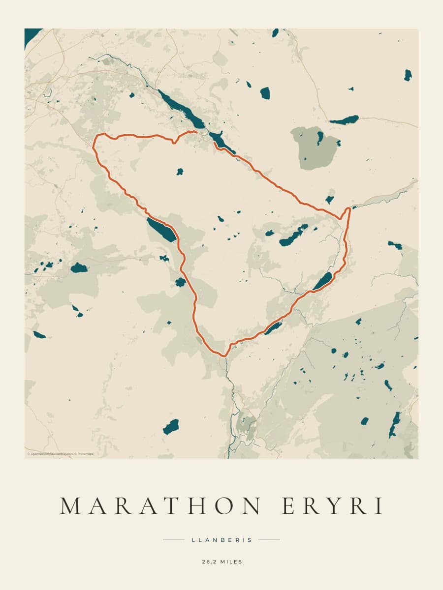 Marathon Eryri route poster preview in the Coastal Atlas artwork style
